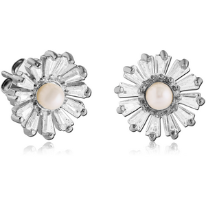 STERLING SILVER 925 JEWELLED EAR STUDS PAIR