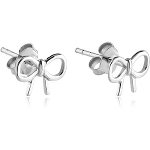 STERLING SILVER 925 EAR STUDS PAIR - BOW