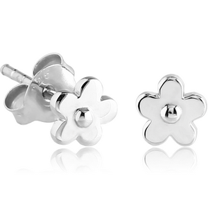STERLING SILVER 925 EAR STUDS PAIR - FLOWER