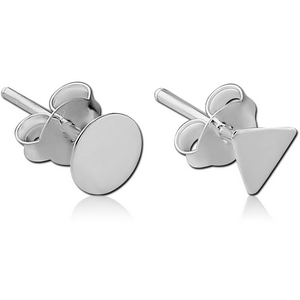 STERLING SILVER 925 STAMPING EAR STUDS PAIR - TRIANGLE CIRCLE