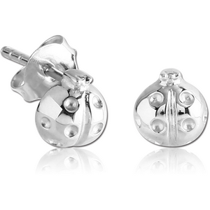 STERLING SILVER 925 EAR STUDS PAIR - LADYBUG