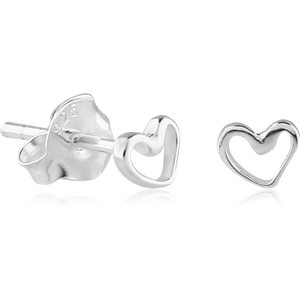 STERLING SILVER 925 EAR STUDS PAIR - HEART