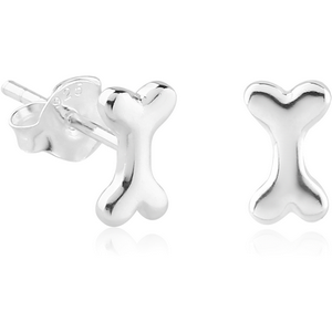 STERLING SILVER 925 EAR STUDS PAIR - BONE