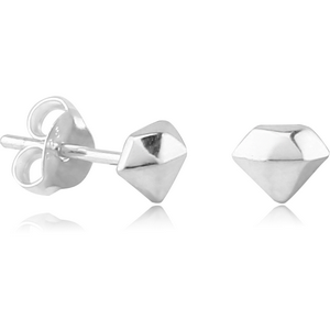 STERLING SILVER 925 EAR STUDS PAIR - DIAMOND
