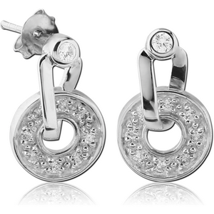 STERLING SILVER 925 JEWELLED EAR STUDS PAIR