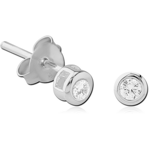 STERLING SILVER 925 JEWELLED EAR STUDS PAIR 3MM STONE
