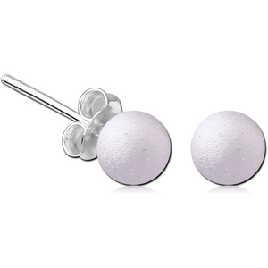 STERLING SILVER 925 EAR STUDS PAIR - SANDBLAST BALL