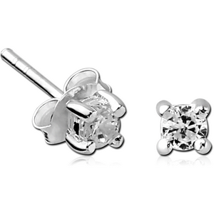 STERLING SILVER 925 JEWELLED EAR STUDS PAIR