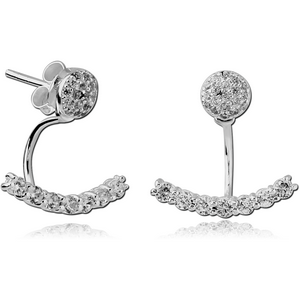 STERLING SILVER 925 JEWELLED BACK EARRINGS WITH STUD PAIR