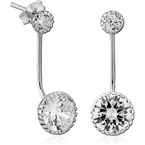 STERLING SILVER 925 JEWELLED BACK EARRINGS WITH STUD PAIR