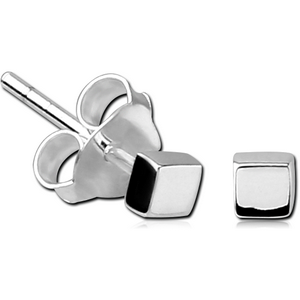 STERLING SILVER 925 EAR STUDS PAIR - SQUARE