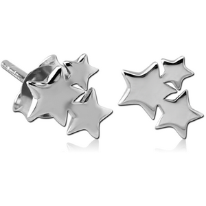 STERLING SILVER 925 EAR STUDS PAIR - STARS