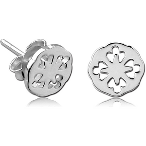 STERLING SILVER 925 EAR STUDS PAIR - FOLWER