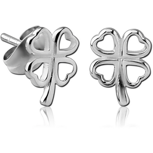 STERLING SILVER 925 EAR STUDS PAIR - SHAMROCK