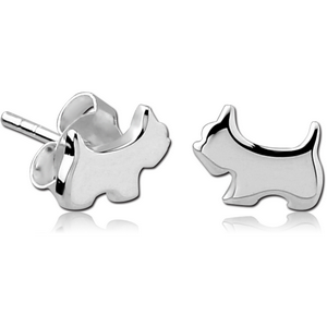 STERLING SILVER 925 EAR STUDS PAIR - DOG