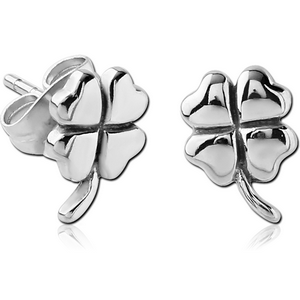 STERLING SILVER 925 EAR STUDS PAIR - SHAMROCK