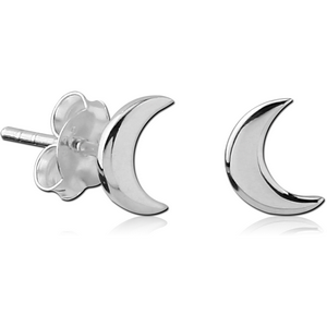 STERLING SILVER 925 EAR STUDS PAIR - MOON