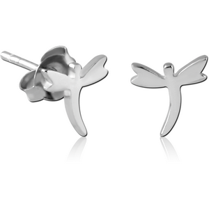 STERLING SILVER 925 EAR STUDS PAIR - DRAGONFLY