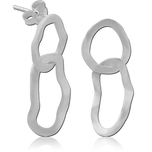 STERLING SILVER 925 EAR STUDS PAIR - ASYMMETRIC