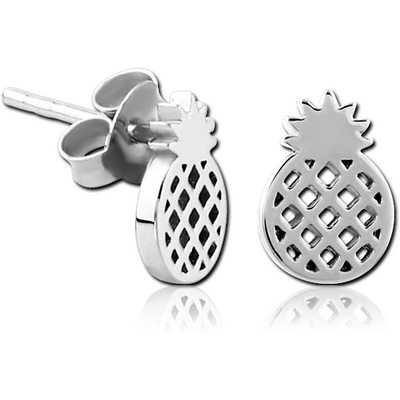 STERLING SILVER 925 EAR STUDS PAIR - PINEAPPLE
