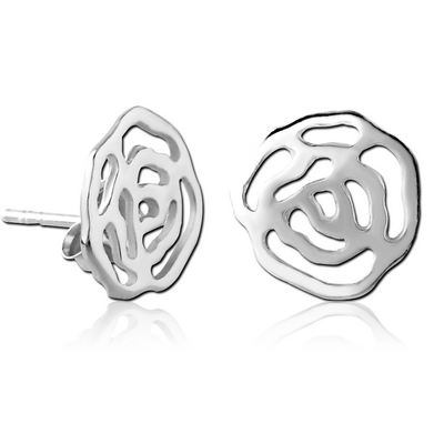 STERLING SILVER 925 EAR STUDS PAIR - FLOWER