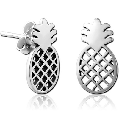 STERLING SILVER 925 EAR STUDS PAIR - PINEAPPLE