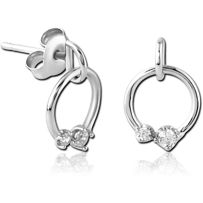 STERLING SILVER 925 JEWELLED EAR STUDS PAIR