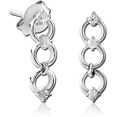 STERLING SILVER 925 JEWELLED EAR STUDS PAIR