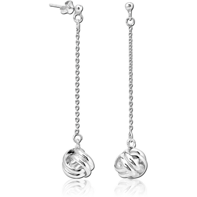 STERLING SILVER 925 CHAIN EAR STUDS PAIR
