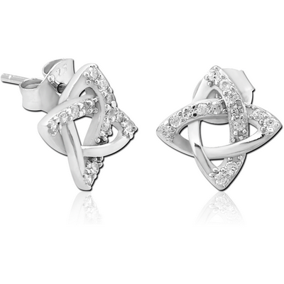 STERLING SILVER 925 JEWELLED EAR STUDS PAIR