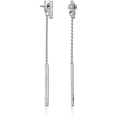 STERLING SILVER 925 JEWELLED CHAIN EAR STUDS PAIR