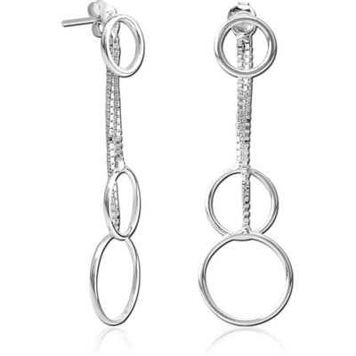 STERLING SILVER 925 CHAIN EAR STUDS PAIR