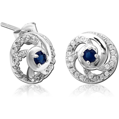 STERLING SILVER 925 JEWELLED EAR STUDS PAIR