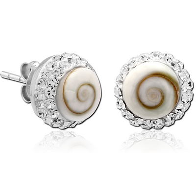 STERLING SILVER 925 EAR STUDS PAIR - SHIVA EYE