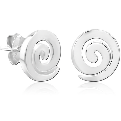 STERLING SILVER 925 EAR STUDS PAIR - SPIRAL