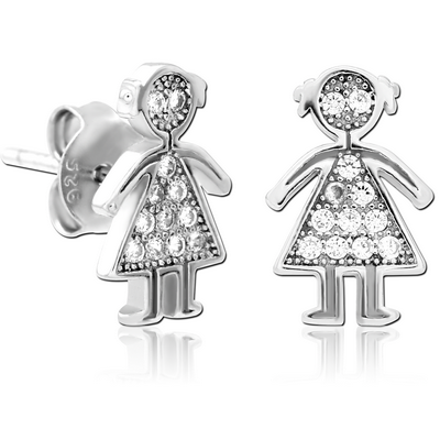 STERLING SILVER 925 JEWELLED EAR STUDS PAIR