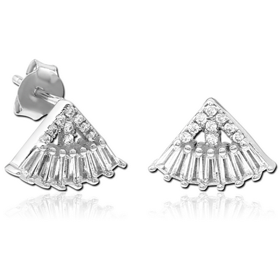STERLING SILVER 925 JEWELLED EAR STUDS PAIR