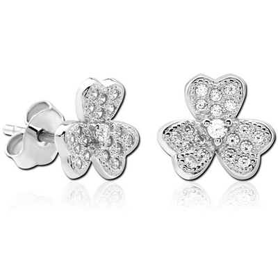 STERLING SILVER 925 JEWELLED EAR STUDS PAIR