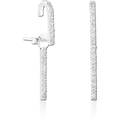 STERLING SILVER 925 JEWELLED BACK EARRINGS WITH STUDS PAIR
