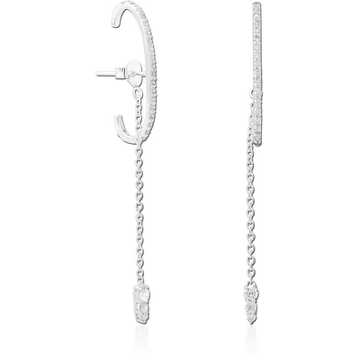 STERLING SILVER 925 JEWELLED BACK EARRINGS WITH STUDS PAIR