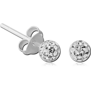 STERLING SILVER 925 CRYSTALINE EAR STUDS PAIR - BALL