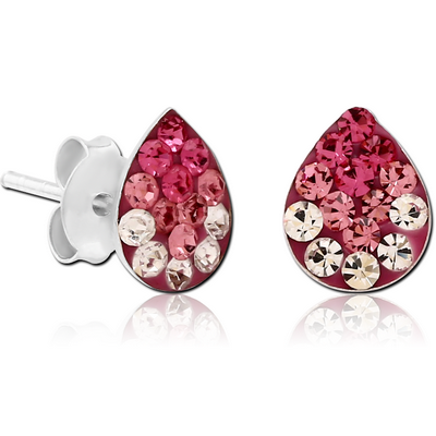 STERLING SILVER 925 CRYSTALINE EAR STUDS PAIR - DROP