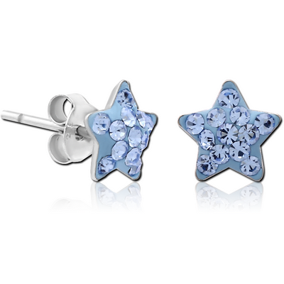 STERLING SILVER 925 CRYSTALINE EAR STUDS PAIR - STAR