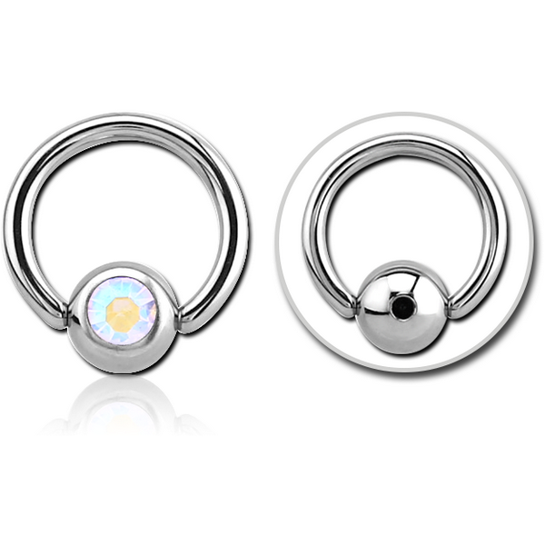 SURGICAL STEEL VALUE JEWELLED SLAVE BALL WITH BALL CLOSURE RING