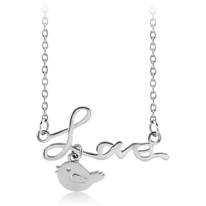 STERLING SILVER 925 NECKLACE WITH PENDANT - LOVE AND BIRD
