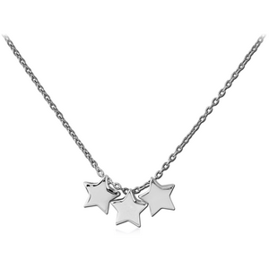 STERLING SILVER 925 NECKLACE WITH THREE TONE PENDANT - STARS