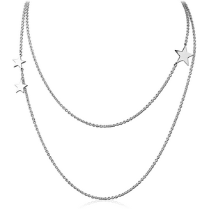 STERLING SILVER 925 DOUBLE CHAIN NECKLACE WITH PENDANT - STAR