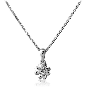 STERLING SILVER 925 JEWELLED NECKLACE WITH PENDANT - FLOWER