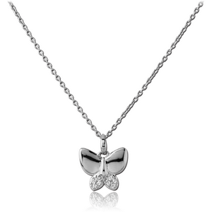 STERLING SILVER 925 JEWELLED NECKLACE WITH PENDANT - BUTTERFLY