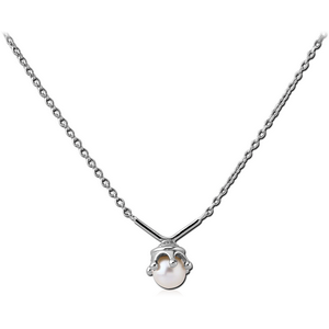STERLING SILVER 925 JEWELLED NECKLACE WITH PENDANT AND FRESH WAER PEARL - CROWN